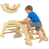 AIYAPLAY Montessori Klettergerüst Indoor, 2 in 1 Kletterbogen Kletterspielzeug aus Holz