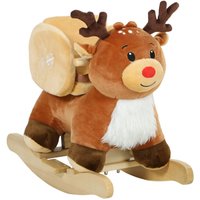 AIYAPLAY Kinder Schaukelpferd Baby Schaukeltier Rentier mit Schlafliedern Plüsch Braun