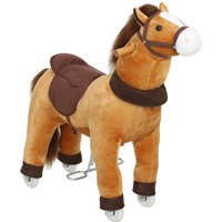AIYAPLAY Reitpferd, Spielpferd zum Reiten mit Sattel Rollen, 75 cm Stehpferd Plüschpferd
