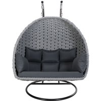 Home Deluxe 2-Sitzer Hängesessel aus Seilgeflecht Hellgrau CADEIRA