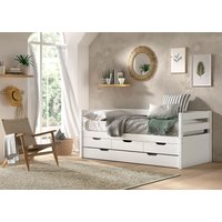 VIPACK VIPACK - Funktionsbett, 3 Schubladen, Rolllattenrost, 90x200, Bettschublade, Weiß lackiert