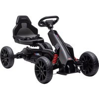 HOMCOM Go-Kart, Kinderfahrzeug mit verstellbarem Sitz, Tretfahrzeug mit Bremse, Schwarz