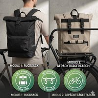 Norländer Norländer Fiets 2in1 Rucksack & Radtasche 24L Schwarz: Nachhaltiges RPET mit Gepäckträger-System