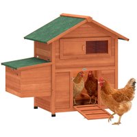 PawHut Hühnerstall 113,5x67,5x95,5 cm Hühnerhaus aus Holz mit Nistkasten 2 Sitzstangen