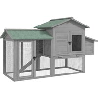 PawHut Hühnerstall 168x75x103 cm Hühnerhaus aus Holz mit Freilaufgehege Nistkasten