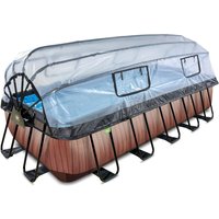 Exit Toys EXIT Wood Pool 540x250x122cm mit Sandfilterpumpe und Abdeckung und Wärmepumpe - Braun