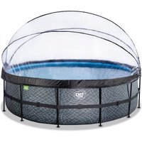 Exit Toys EXIT Stone Pool ø488x122cm mit Sandfilterpumpe und Abdeckung - Grau