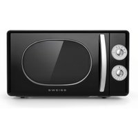 SWEISS Vintage-Mikrowelle MOVI9, 20L Schwarz, 700W, 6 Kochstufen, Auftaufunktion