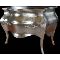 Casa Padrino Barock Kommode 120 cm SIlber - Möbel Antik Stil