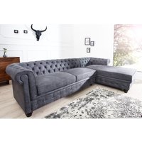 Casa Padrino Chesterfield Ecksofa in Antikgrau - Wohnzimmer Möbel - Couch