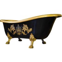 Pompöös by Casa Padrino Luxus Badewanne Deluxe freistehend von Harald Glööckler Schwarz / Gold / Gold 1695mm mit goldfarbenen Löwenfüssen