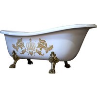 Pompöös by Casa Padrino Luxus Badewanne Deluxe freistehend von Harald Glööckler WeiØ / Gold / WeiØ 1695mm mit goldfarbenen Löwenfüssen