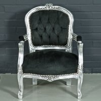 Casa Padrino Barock Kinderstuhl Schwarz / Silber - Kindermöbel im Antik Stil