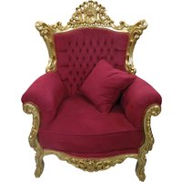 Casa Padrino Barock Sessel "Al Capone" mit Kissen Bordeaux Rot / Gold - Antikstil Wohnzimmer Möbel