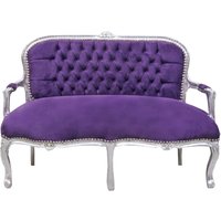 Casa Padrino Barock Kinder Sitzbank Lila / Silber 90 x 38 x H. 67 cm - Antik Stil Kindermöbel