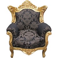 Casa Padrino Barock Sessel Al Capone Schwarz Muster / Gold - Rokoko Antik Stil Möbel