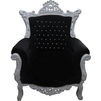 Casa Padrino Barock Sessel Al Capone Schwarz/Weiss mit Bling Bling Glitzersteinen
