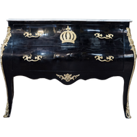Pompöös by Casa Padrino Barock Kommode mit 2 Schubladen und Marmorplatte Schwarz / Gold / WeiØ - Pompööse Barock Kommode designed by Harald Glööckler