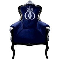 Pompöös by Casa Padrino Luxus Barock Sessel Bergere Blau / Schwarz / Silber - Pompööser Barock Sessel designed by Harald Glööckler