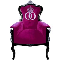 Pompöös by Casa Padrino Luxus Barock Sessel Bergere Pink / Schwarz / Silber - Pompööser Barock Sessel designed by Harald Glööckler