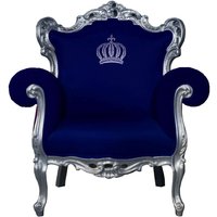 Pompöös by Casa Padrino Luxus Barock Sessel Blau / Silber - Pompööser Barock Sessel designed by Harald Glööckler