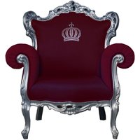 Pompöös by Casa Padrino Luxus Barock Sessel Weinrot / Silber - Pompööser Barock Sessel designed by Harald Glööckler