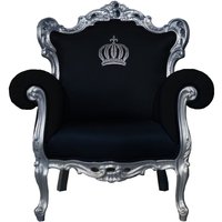Pompöös by Casa Padrino Luxus Barock Sessel Schwarz / Silber - Pompööser Barock Sessel designed by Harald Glööckler