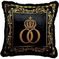 Harald Glööckler Luxus Deko Barock Kissen Pompöös by Casa Padrino Schwarz / Gold / Schwarz Krone Deluxe mit Strass Steinen - Glööckler Kissen AAA
