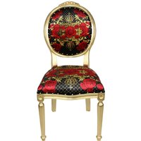 Pompöös by Casa Padrino Luxus Barock Esszimmer Stuhl Rosen Schwarz / Rot / Gold - Rosen - Pompööser Barock Stuhl designed by Harald Glööckler