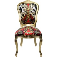 Pompöös by Casa Padrino Luxus Barock Esszimmer Stuhl Schwarz / WeiØ / Rot / Gold Krone - Pompööser Barock Stuhl designed by Harald Glööckler