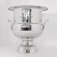 Massiver Luxus Wein Kühler Solid Design Luxury vernickelt 35 x 35 x H 37cm aus dem Hause Casa Padrino - Luxus Blumenvase