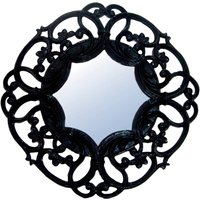 Casa Padrino Spiegel / Wandspiegel Schwarz à 100 cm - Art Deco Möbel