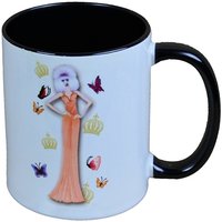 Harald Glööckler Pompöös Tasse Hund mit orangefarbenem Abendkleid - designed by Harald Glööckler