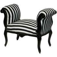 Casa Padrino Barock Schemel Hocker Schwarz / Weià Streifen / Schwarz - Sitzbank