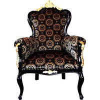 Pompöös by Casa Padrino Luxus Barock Sessel Bergere Schwarz / Gold - Pompööser Barock Sessel designed by Harald Glööckler