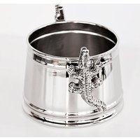 Casa Padrino Tisch Weinflaschen Halter Höhe mit Alligator - Weinkühler vernickelt Weinständer Weinflaschen Kühler Wein Flaschenhalter Krokodil