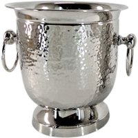 Casa Padrino Tisch Weinflaschen Halter Höhe mit Krokodile H 18 cm, Durchmesser 17 cm- Weinkühler vernickelt Weinständer Weinflaschen Kühler Wein Flaschenhalter