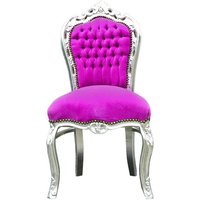 Barock Esszimmer Stuhl Pink / Silber