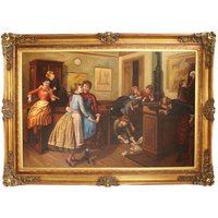 Riesiges Handgemaltes Barock Ãl Gemälde Tanz Mod1. Gold Prunk Rahmen 225 x 165 x 10 cm - Massives Material