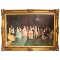 Riesiges Handgemaltes Barock Ãl Gemälde Konzert im Ballsaal Gold Prunk Rahmen 225 x 165 x 10 cm - Massives Material
