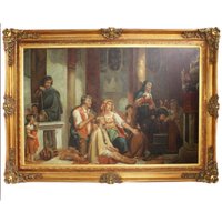 Riesiges Handgemaltes Barock Ãl Gemälde Gottesdienst Gold Prunk Rahmen 225 x 165 x 10 cm - Massives Material