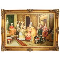 Riesiges Handgemaltes Barock Ãl Gemälde Gesellschaft Mod.2 Gold Prunk Rahmen 225 x 165 x 10 cm - Massives Material