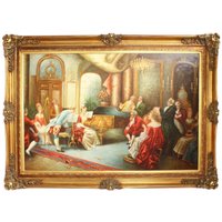Riesiges Handgemaltes Barock Ãl Gemälde Abend mit Klassischer Musik Gold Prunk Rahmen 225 x 165 x 10 cm - Massives Material