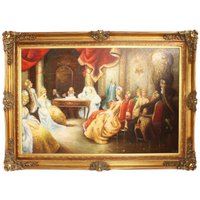 Riesiges Handgemaltes Barock Ãl Gemälde Literaturabend Mod.2 Gold Prunk Rahmen 225 x 165 x 10 cm - Massives Material