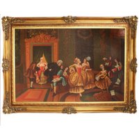 Riesiges Handgemaltes Barock Ãl Gemälde Unterhaltungsabend Mod.2 Gold Prunk Rahmen 225 x 165 x 10 cm - Massives Material