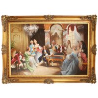 Riesiges Handgemaltes Barock Ãl Gemälde Abend mit Klassischer Musik Mod.2 Gold Prunk Rahmen 225 x 165 x 10 cm - Massives Material