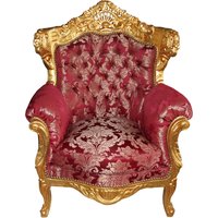 Casa Padrino Barock Sessel Al Capone Bordeaux Muster / Gold - Rokoko Antik Stil Möbel