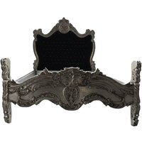 Casa Padrino Barock Bett Schwarz / Silber Bling Bling Glitzersteine 140 x 200 cm aus der Luxus Kollektion von Casa Padrino