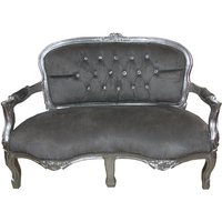 Casa Padrino Barock Kinder Sitzbank Grau / Silber mit Bling Bling Glitzersteinen 97 x 38 x H. 67 cm - Antik Stil Kindermöbel