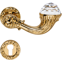 Casa Padrino Luxus Jugendstil Türgriff / Türklinken Set mit Swarovski Kristallglas Gold 15 x H. 5,3 cm - Luxus Qualität Made in Italy